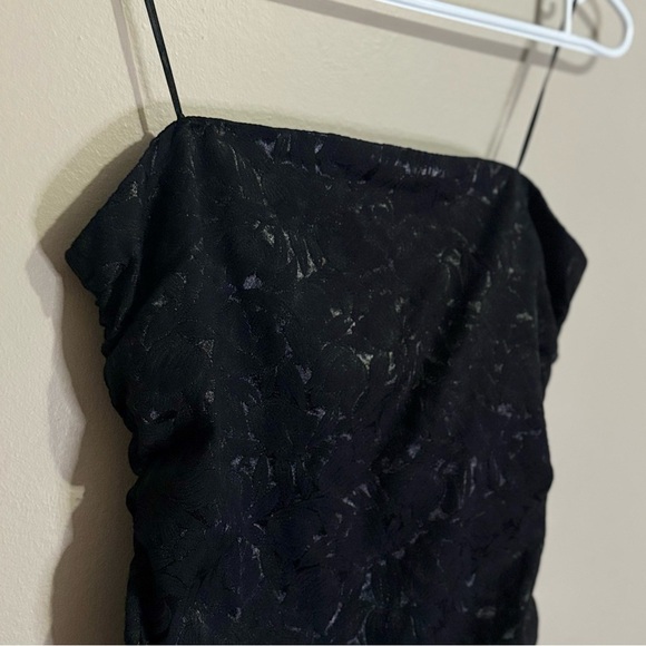 Dynamite Strapless Black Floral Pattern w Sheen Ruched Bodycon Party Dress NWT - Picture 6 of 16